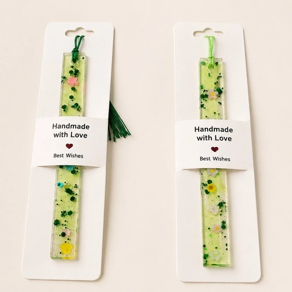 Set of 5 Handmade Resin Floral Bookmarks Cottagecore Fairycore Botanical Gift